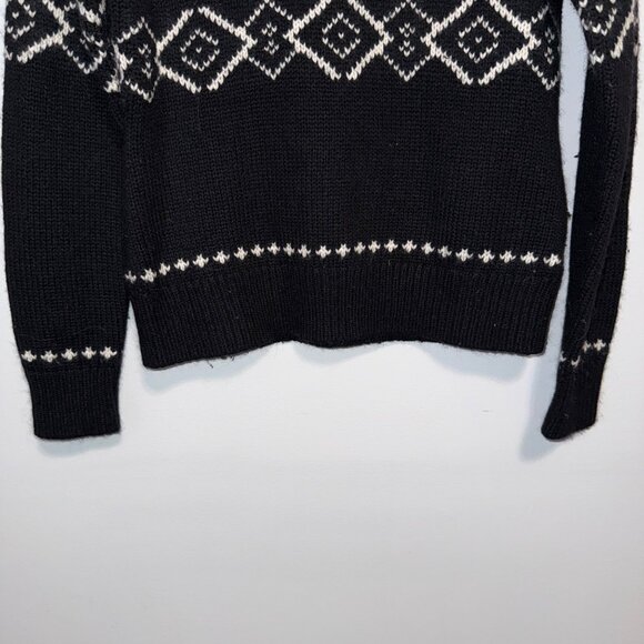 Eddie Bauer Womens Fair Isle Snowflake Sweater S Black/White Wool & Angora Blend - Picture 5 of 5